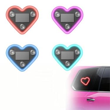 Imagem de Luz ambiente de carro em forma de coração de LED movida a energia solar - 2026 novo triângulo de carro ou luz de janela traseira lâmpadas de atmosfera interior automotivo para decoração romântica e