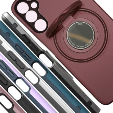 Imagem de Capa Galaxy A35 5G Capinha Celular Anti-Choque Anel Segurança Apoio 360° Case Smartphone Magnética Proteção Reforçada Interior Aveludado (Bordo)