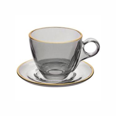 Imagem de Conjunto De Xícaras Para Chá Com Pires Em Cristal Menfis Com 8 Peças 170ml Haüskraft Onix