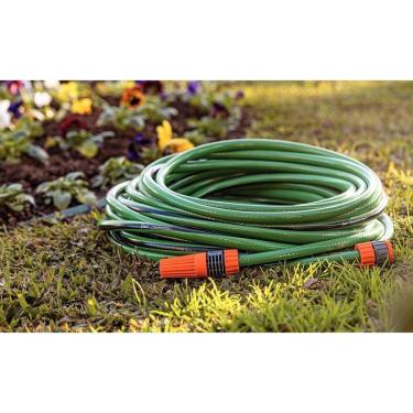 Imagem de Mangueira Flex Para Jardim Verde Com Faixa Preta Em Pvc 4 Camadas 25 M Com Engate Rosquea
