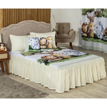 Imagem de Kit Colcha Cobre Leito Casal 7 Peças Estampas Infantil Meninos Meninas