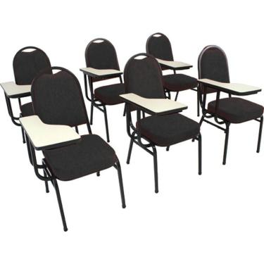 Imagem de Kit com 6 Cadeiras Universitária para Auditórios Linha Hotel Preto