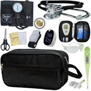 Imagem de Kit Enfermagem Aparelho de Pressão Estetoscópio Medidor Glicose Comple