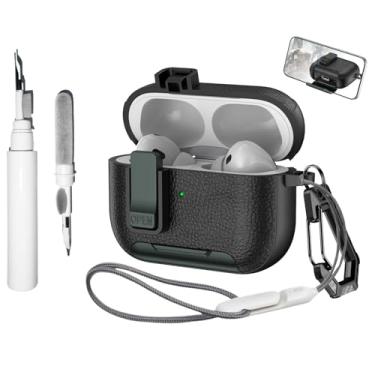 Imagem de [4 em 1] Capa TSVSXS Lock compatível com AirPods Pro 3 com chaveiro e kit de limpeza, capa protetora à prova de choque para homens e mulheres com cordão