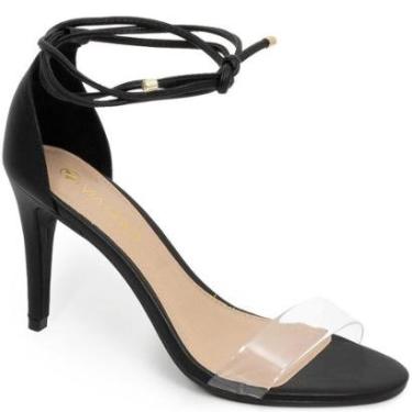 Imagem de Sandália Salto Fino Alto Tira Vinil Amarração Via Uno 408016-Feminino