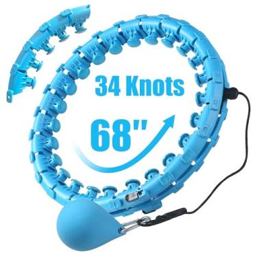 Imagem de OurStarry Argola de exercícios Hula pesada de 29 nós extra grande, aro de fitness Infinity Hula Circle Plus Size, argola Hoola gigante inteligente para perda de peso adultos (29 nós azul)