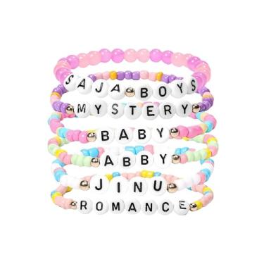 Imagem de SAVITO Pulseiras de amizade combinando, pulseiras Huntrix para caçadores de demônios, acessórios rumi, jinu zoey mira, bijuterias, presentes para meninas, crianças, Halloween, Natal