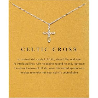 Imagem de Colar de prata delicado para mulheres – Colar de cruz celta com cavalo de Jesus Ankh para mulheres, presentes cristãos de aranha delicados para amigas irmãs mãe, aniversário, Natal, Dia das Mães