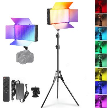 Imagem de Painel Iluminador LED U800 Pro RGB Bi-Color 50W Video Light Controle, Tripé e Fonte (Bivolt)