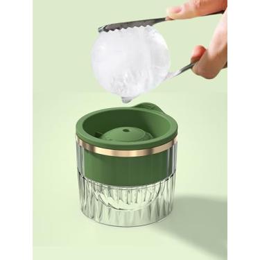 Imagem de Forma de bola de gelo, bandejas reutilizáveis para cubos de gelo de 5 cm, bandeja redonda de silicone de fácil liberação com tampas e funil para uísque, coquetéis e bourbon, preto, verde