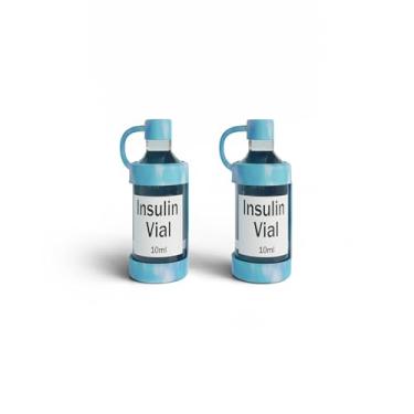 Imagem de 4ALLFAMILY Pacote com 2 protetores de frasco de insulina com capa protetora para crianças e adultos. Sua insulina pequena capa para frasco portátil de viagem, recipiente de garrafa, suporte perfeito para cuidados com diabéticos