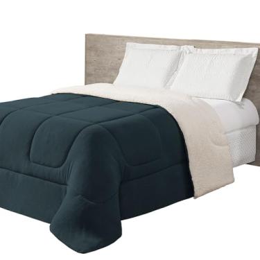 Imagem de Maya Coberdrom Dupla Face, Sherpa e Fleece,Cobertor Térmico para Inverno, Disponivel Solteiro ou King (Azul Marinho, Solteiro)