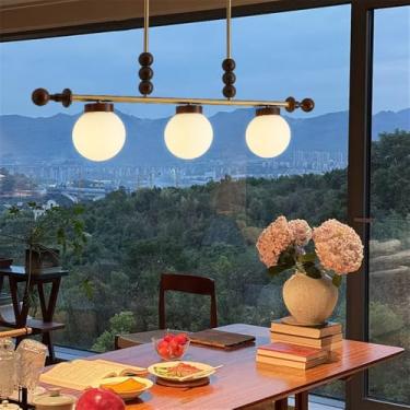 Imagem de Lustre contemporâneo de latão para sala de estar com LED, estilo retrô, criativo, para restaurante, quarto, escritório, hotel, casa de campo, café, luminária pendente (AB 3 lâmpadas)