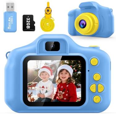 Imagem de Desuccus Kids Camera Toys Birthday Gifts for Boys and Girls Kids Toys 3-9 Year Old HD Digital Video Camera for Toddler 5 Puzzle Games with 32GB SD Card (Blue)