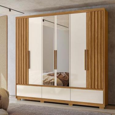 Imagem de Guarda-roupa Casa 6 Portas 3 Gavetões 2 Gavetas Internas com Espelho e