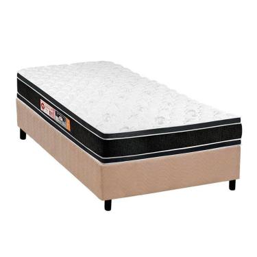 Imagem de Cama Box Solteiro: Colchão Espuma Castor D33 Black E White + Base Crc Suede Clean(88X188)