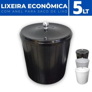 Imagem de Lixeira Cesto de Lixo Anel Porta Saco Plástico Cozinha 5 LT - Plas Tut