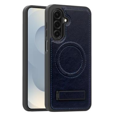 Imagem de Lunivop Capa de couro para Samsung Galaxy A17 5G 2025 [compatível com carregamento sem fio Magsafe] Capa magnética Funda para A17 de 6,7 polegadas robusta melhor capa de telefone azul