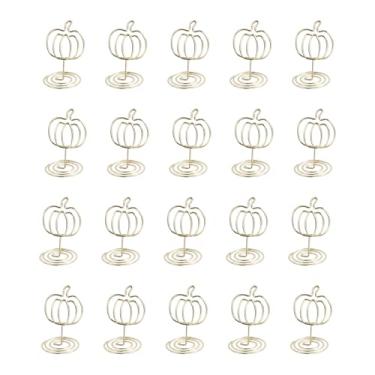 Imagem de Tnfeeon Suporte para Números de Mesa, Cartão de Lugar, Imagem de Abóbora, 20 Peças, Suporte de Metal para Outono, para Festa de Ação de Graças, Exibição de Fotos, Decoração, Recepção de (Ouro)