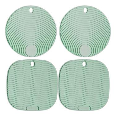 Imagem de Kit com 4 Descansos de Panela em Silicone Naxos – Apoio Antiderrapante, Resistente ao Calor até 240 °C, Atóxico, Flexível Quadrado/Redondo 17×17 cm. Cor: Verde