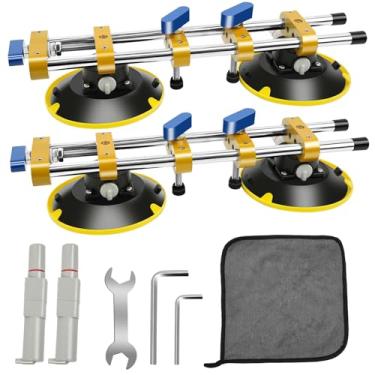 Imagem de Conjunto de 2 conjuntos de costura sem costura com ventosas a vácuo de 15 cm, conjunto de costura de granito para união e nivelamento de bancada, marceneiro de costura para azulejo de mármore de