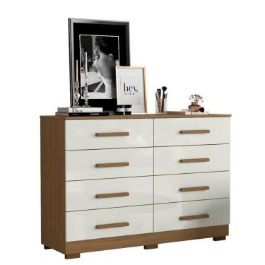Imagem de Cômoda 8 Gavetas Quarto 136 cm com Pés em Plástico