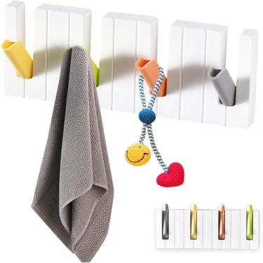 Imagem de Cabide de parede para piano sem perfuração com 4 ganchos ocultos dobráveis