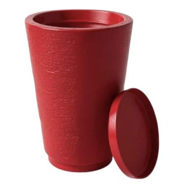 Imagem de Vaso de Polietileno Escovado 31cm - Vaso Decorativo com Prato para Plantas e Sala(COM Prato Vermelha)