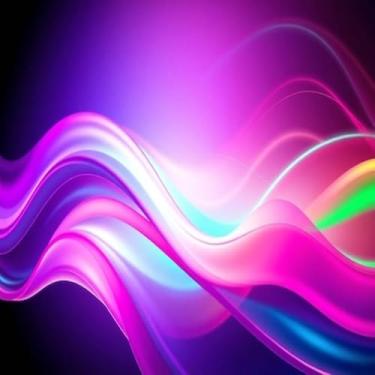 Imagem de Quadro Decorativo Abstrato Neon Cores Vibrantes para Parede - Estampa Flowing Light Ribbons 50x50cm