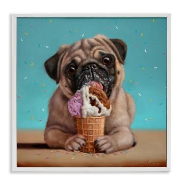 Imagem de Stupell Industries Arte giclée emoldurada cinza de sorvete e cachorro napawlitan, design por Lucia Heffernan, 43 x 43 cm