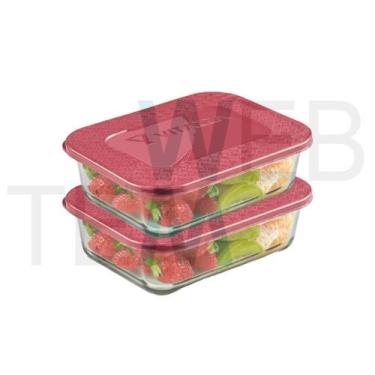 Imagem de Conjunto 2 Potes de Vidro Vitazza 1L para Marmita Sustentáveis, Retang