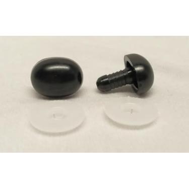 Imagem de Sassy Bears 20 mm Preto Oval Segurança Narizes (10 narizes) para Ursos Bonecas Fantoches Artesanato