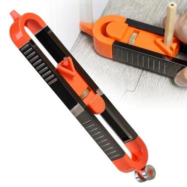 Imagem de Calibre de contorno preciso, ferramenta de escrita de perfil multifuncional com suporte de lápis, duplicador de medição de canto de borda de madeira para pisos e carpintaria