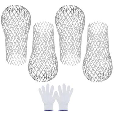 Imagem de Wealrit 4 peças de protetores de calha, filtro de filtro de folha de alumínio, protetor expansível para drenagem de telhado, evitando o bloqueio de folhas, ferramentas de jardinagem de detritos
