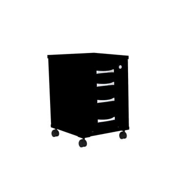 Imagem de Gaveteiro Volante 4 Gavetas Com Chaves Pe25 Em Mdp Preto
