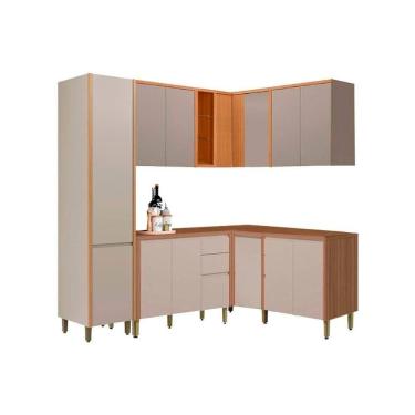 Imagem de Cozinha Completa Allure 7 Peças (3aéreos+3balcões+1paneleiro) Cp32 Jequitiba-gris Fosco - Linea Brasil