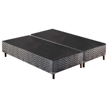 Imagem de Cama Box Base King Sommier Rústico Bordado Gray (193x203x30) - Paropas