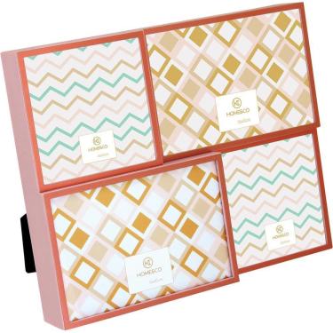 Imagem de Versalius Porta-Retratos 27X21X4Cm Alumínio Rosa 4 Fotos