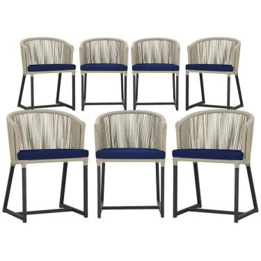 Imagem de 7 Cadeiras De Jantar área Noronha Preta E10 Trama  Rami