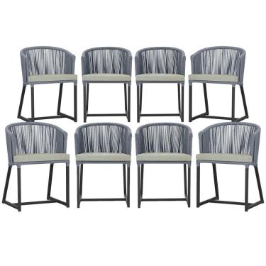 Imagem de 8 Cadeiras De Jantar área Noronha Preta E3 Trama Original Prata