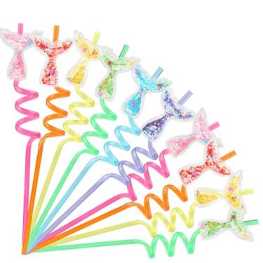 Imagem de 30 peças de brindes de festa de sereia com glitter, canudos de plástico de cauda de sereia, canudos reutilizáveis para festa de casamento dia dos namorados, festa de casamento, sereia, artigos de