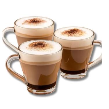 Imagem de Kit 3 Canecas de Vidro 265ml com Alça – Jogo Transparente, Ergonômico e Resistente para Café, Chá e Bebidas Quentes ou Geladas