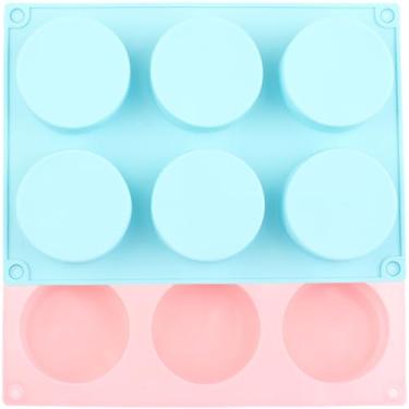 Imagem de EPYHREHM Conjunto de 2 moldes redondos de silicone para doces de chocolate com 6 cavidades