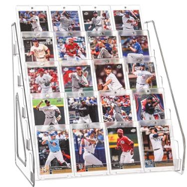 Imagem de CELSOL Suporte de exibição de cartão de acrílico transparente elevado de 5 camadas para cartões comerciais, cartões esportivos, cartões comemorativos, adesivos – Suporte inclinado para placas PSA