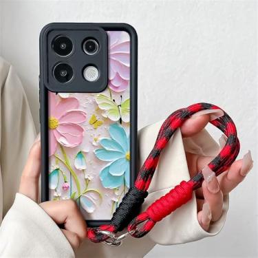 Imagem de Capa com cordão para Xiaomi Redmi 14T 13T 15 Pro Poco F6 M6 C75 14C Note 14 Pro Plus, alça de pulso com corrente para pendurar, NYNY30, preta, SS, para Xiaomi 15