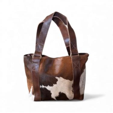 Imagem de Bolsa de couro bovino marrom vintage Ranch Junkie Highlands, Mancha marrom