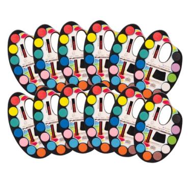 Imagem de Angels Craft Pacote com 12 paleta de tinta aquarela – inclui 1 pincel e bandeja de mistura integrada – perfeita para projetos escolares e artesanato, materiais de pintura artística