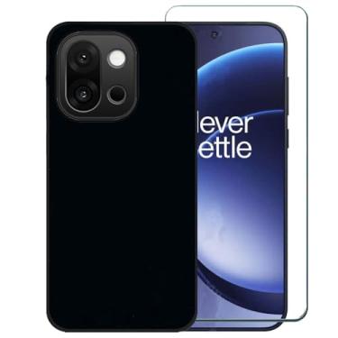 Imagem de Covthch Capa para celular OnePlus 15 com protetor de tela, preta flexível ultrafina TPU com absorção de choque de borracha de silicone resistente capa compatível com OnePlus 15 PLK110 (smartphone de