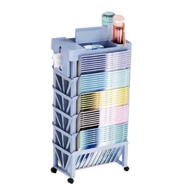 Imagem de ZYUHUA Organizador de carrinho utilitário com rodinhas carrinho de armazenamento estreito para sala de estar, quarto, cozinha, azul