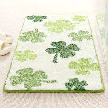 Imagem de Molesun Tapete de banho Clover, tapete de banheiro antiderrapante macio tapete de microfibra bonito tapete de banho para crianças, tapete felpudo grosso absorvente de água para quarto, cozinha
